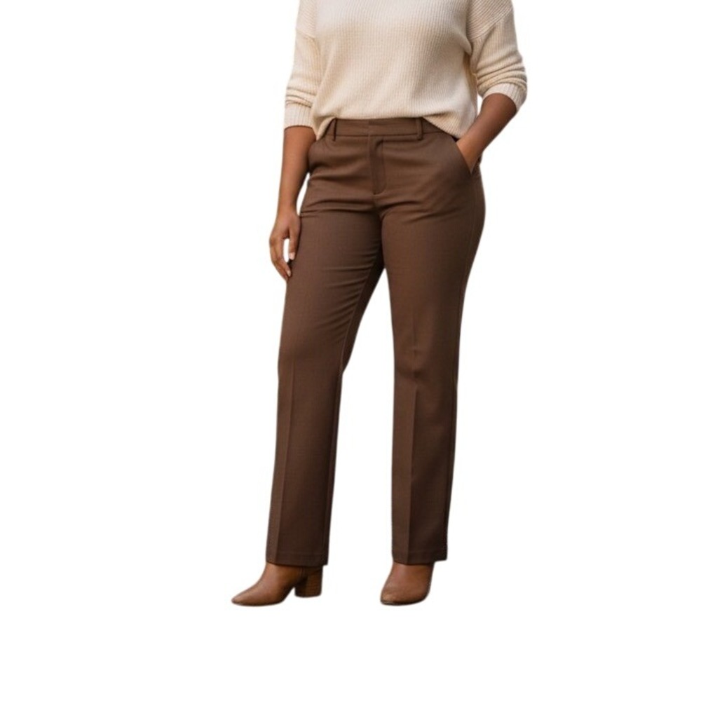 Tommy Hilfiger faux suede  Brown Bootcut‎ Stretch Pants women Size 12